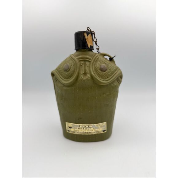 Jim Beam Army US Military Green Canteen Decanter Bottle EMPTY Vintage 60's-70's - Picture 1 of 6